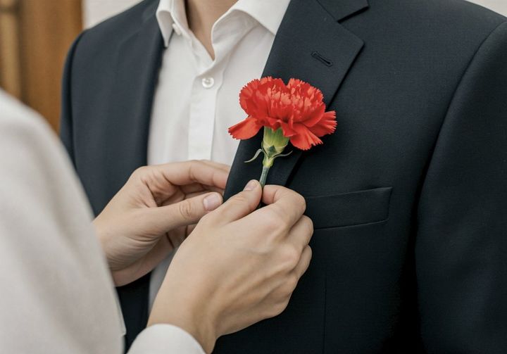 [서울=뉴시스] 스승의 날을 맞아 한 학부모가 교사의 가슴에 감사의 카네이션을 달아주고 있다. (사진 출처=유토 이미지) 