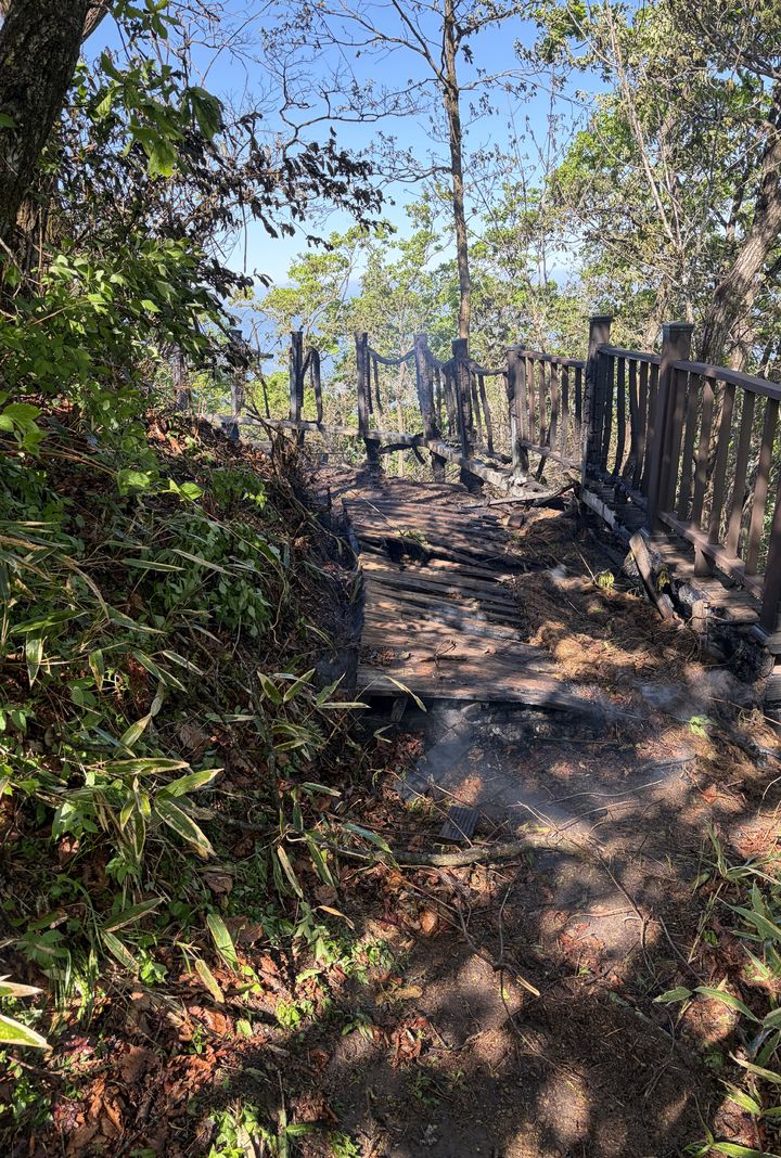 [영동=뉴시스] 영동 민주지산 산불. (사진=영동소방서 제공) 2026.05.18. photo@newsis.com *재판매 및 DB 금지