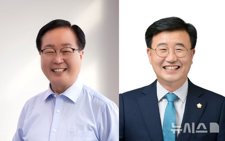 [완주=뉴시스] 왼쪽부터 유희태 후보, 유의식 군의장. *재판매 및 DB 금지