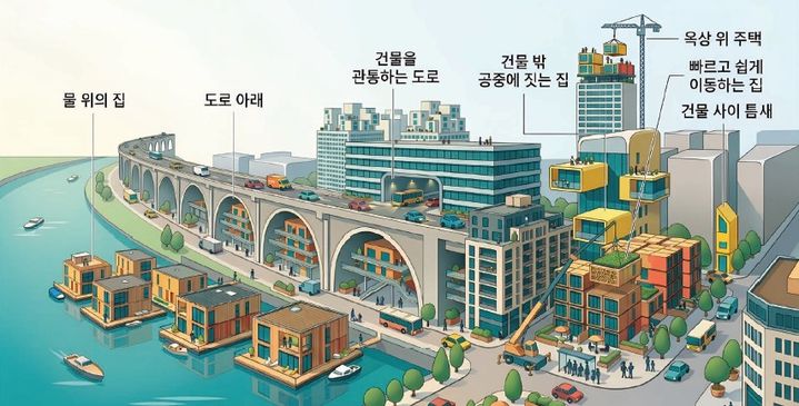 [서울=뉴시스] LHRI '땅 없이도, 집은 지을 수 있다'에서 제시한 유휴 공간을 활용한 주택 공급 가상 이미지(출처=LHRI). 2026.05.18. photo@newsis.com *재판매 및 DB 금지
