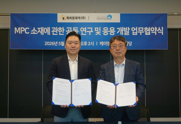 (왼쪽)백승원 케이엠제약 대표, (오른쪽)전성환 한울바이오 대표. (사진=케이엠제약) *재판매 및 DB 금지