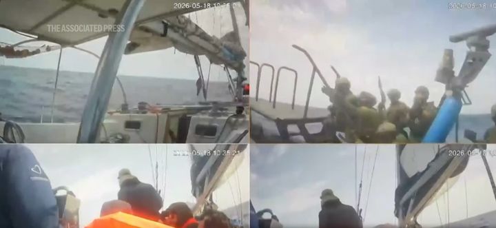 [AP/뉴시스] 19일 지중해에서 ‘글로벌 수무스 구호 선단’으로 이스라엘군이 다가오고 있다. 2026.05.20. *재판매 및 DB 금지