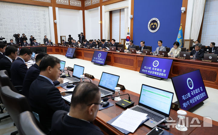 [서울=뉴시스] 고범준 기자 = 이재명 대통령이 20일 청와대에서 열린 제22회 국무회의 겸 제9차 비상경제점검회의에서 발언하고 있다. (청와대통신사진기자단) 2026.05.20. bjko@newsis.com