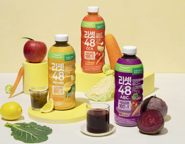 [서울=뉴시스] 풀무원헬스케어는 식이섬유가 풍부한 과채에 기능성 원료를 더한 '리셋클렌즈 48시간' 3종을 출시했다.(사진=풀무원헬스케어 제공) *재판매 및 DB 금지