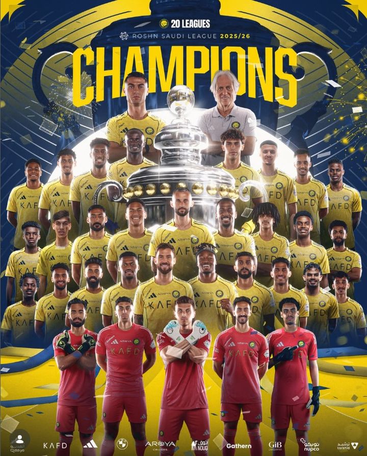 [서울=뉴시스]호날두, 사우디 프로축구 리그 무관 탈출. (사진=알나스르 소셜미디어 캡처) 2026.05.22. photo@newsis.com *재판매 및 DB 금지