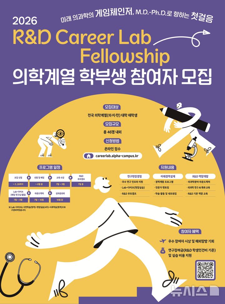 [전주=뉴시스] 전북대학교는 공과대학 화학공학부 박동준 교수 연구실이 국가과학기술인력개발원(KIRD) 주관 '연구개발(R&D) 커리어랩 펠로우십-미래 의사과학자 챌린지 트랙'에 참여한다고 23일 밝혔다. (사진=전북대 제공) 2026.05.23. photo@newsis.com 