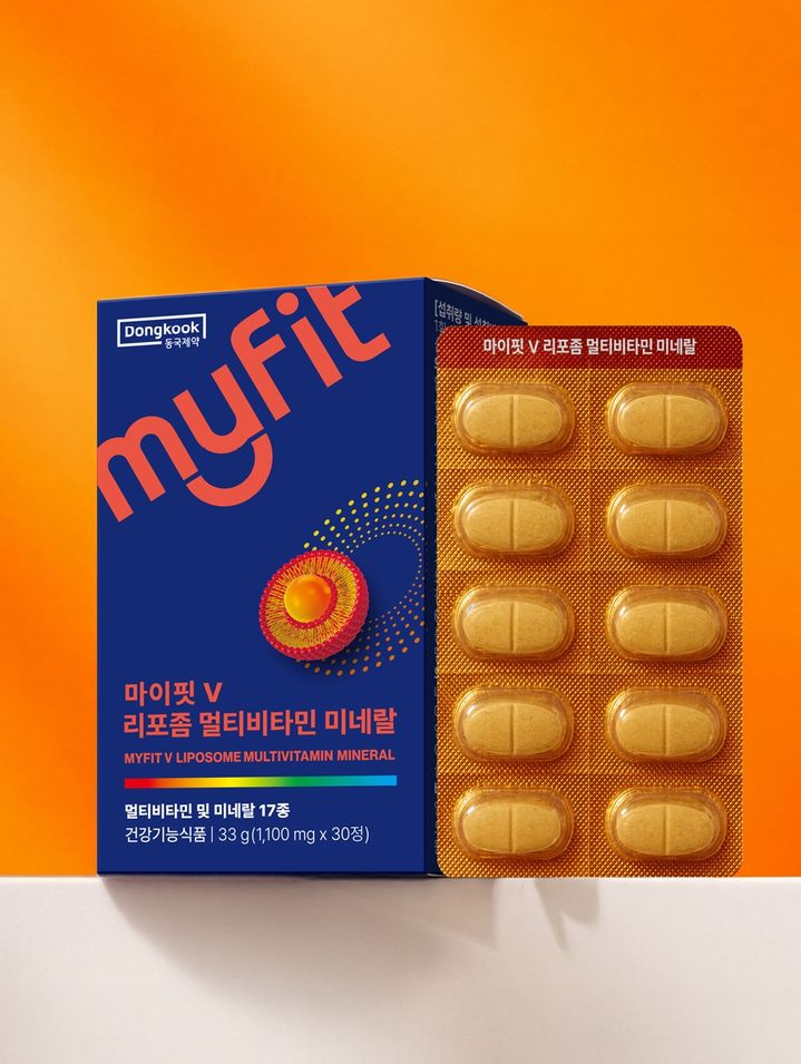 [서울=뉴시스] 동국제약은 비타민과 미네랄을 함께 담은 올인원 멀티 포뮬러 '마이핏V 리포좀 멀티비타민 미네랄'을 출시했다. (사진=동국제약 제공) 2026.5.24. photo@newsis.com *재판매 및 DB 금지
