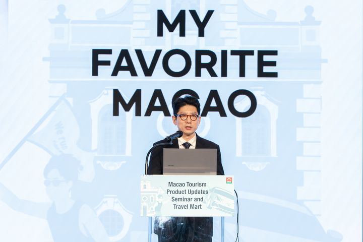 유치영 마카오정부관광청 한국사무소 대표가 2026년 마카오 관광의 핵심 전략과 주요 마케팅 방향을 발표하고 있다. (사진=마카오정부관광청) *재판매 및 DB 금지
