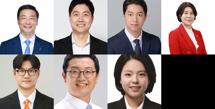 [안산=뉴시스] 제9회 전국동시지방선거 경기 안산시 가선거구 안산시의회 의원 후보자들. 사진 위 왼쪽부터 한명훈, 최찬규, 염정우, 김유숙 후보. 사진 아래쪽 왼쪽부터 최진형, 박범수, 홍순영 후보. (사진=뉴시스 DB). 2026.05.23. photo@newsis.com *재판매 및 DB 금지