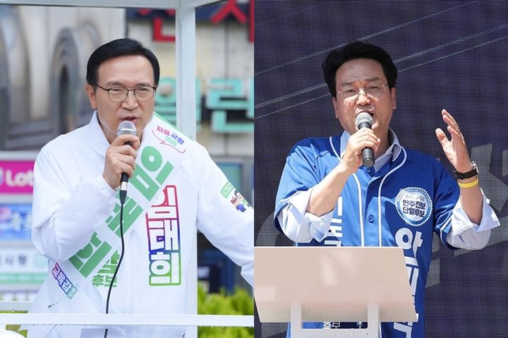 [수원=뉴시스] 임태희(사진 왼쪽)·안민석 경기도교육감 후보. (사진=선거캠프 제공) 2026.05.23. photo@newsis.com *재판매 및 DB 금지