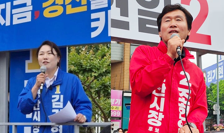더불어민주당 김기현 후보와 국민의힘 조현일 후보 *재판매 및 DB 금지