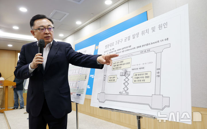 [서울=뉴시스] 전신 기자 = 김성보 서울시장 권한대행이 25일 서울시청 브리핑룸에서 영동대로 복합개발사업 건설공사 관련 서울시 입장을 발표한 뒤 취재진 질문에 답변하고 있다. 2026.05.25. photo1006@newsis.com
