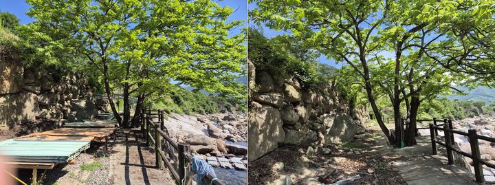 [구례=뉴시스] 전남 구례군이 정비에 나선 계곡 불법 가설 시설물의 정비전(왼쪽)과 정비후 모습. (사진=구례군 제공) 2026.05.26. photo@newsis.com *재판매 및 DB 금지
