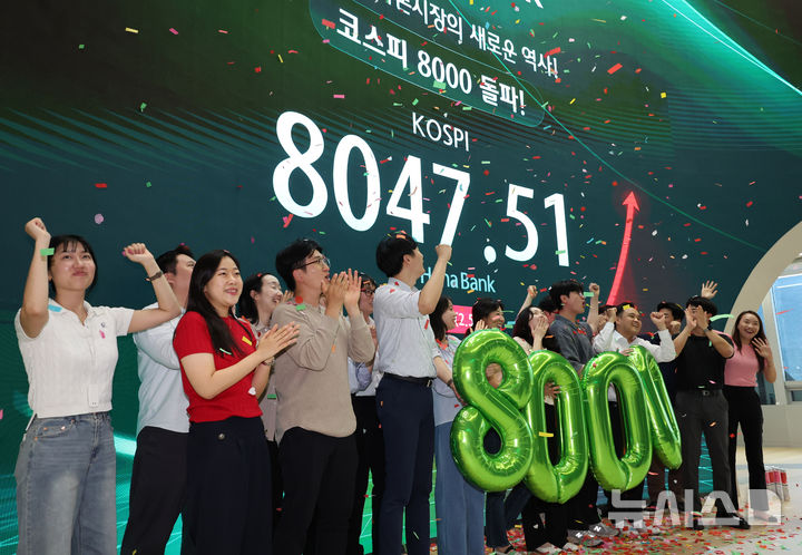 코스피 종가 기준 사상 첫 8000선 돌파