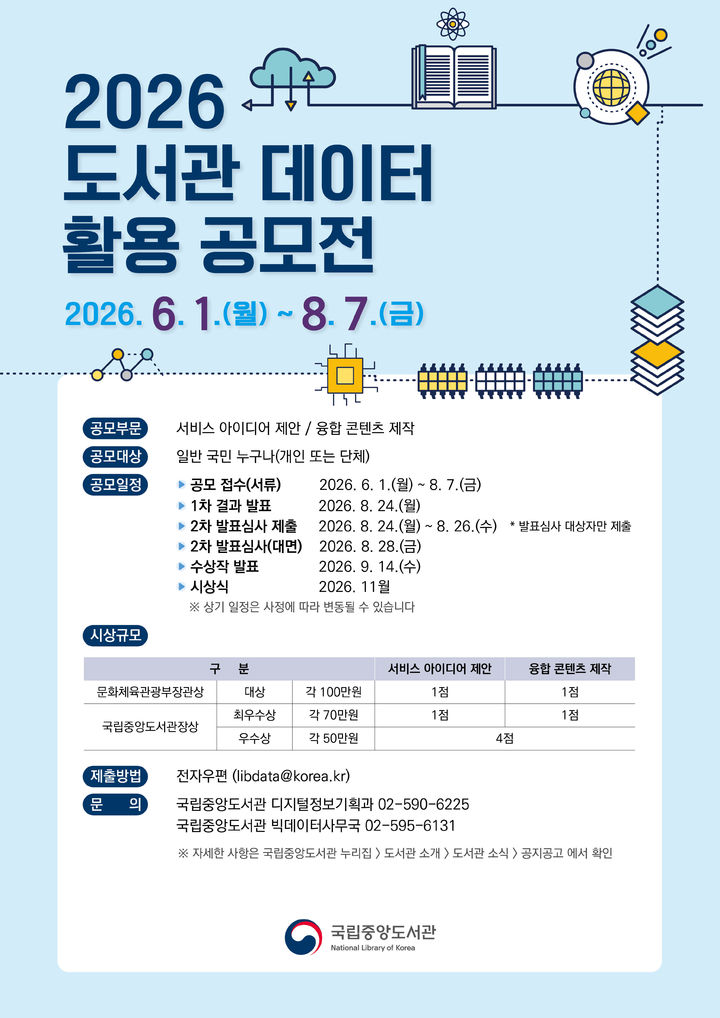 [부산=뉴시스] 2026 도서관 데이터 활용 공모전 홍보물 (사진=국립중앙도서관 제공) 2026.05.27. photo@newsis.com *재판매 및 DB 금지