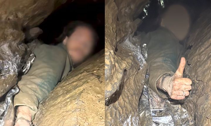 [서울=뉴시스] 미국 뉴욕의 한 동굴 틈에 갇혀 있던 남성이 6시간 만에 구조됐다. (사진=뉴욕 환경보전국 페이스북 갈무리) *재판매 및 DB 금지