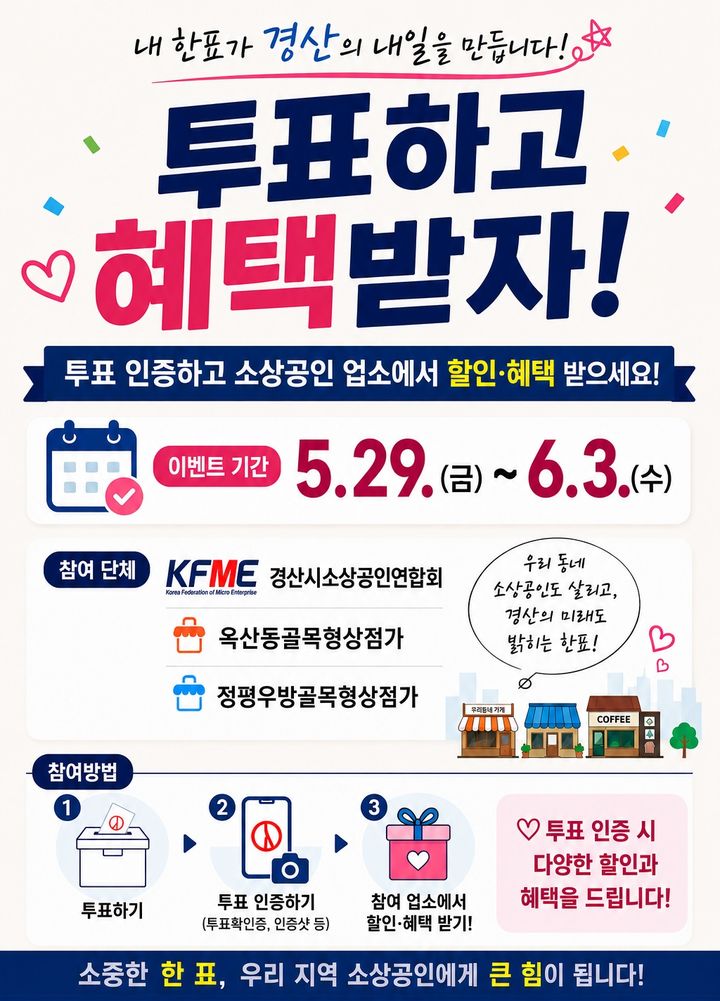 경산시 소상공인단체들, 지방선거 투표참여 인증 이벤트 실시 (사진=경산시 제공) *재판매 및 DB 금지
