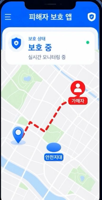 [서울=뉴시스] 가해자 위치 알림 서비스 앱 화면. (사진=법무부 제공). 2026.05.27. *재판매 및 DB 금지 *재판매 및 DB 금지