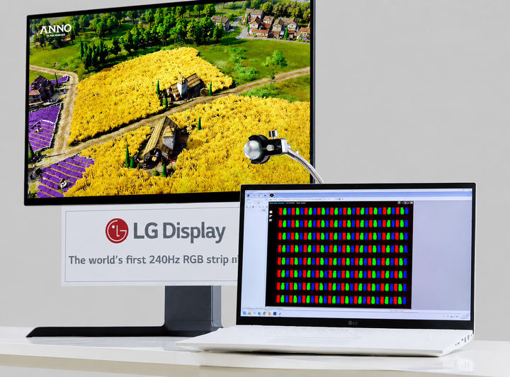 [서울=뉴시스] LG디스플레이는 240㎐ RGB 스트라이프 OLED(유기발광다이오드) 패널을 세계 최초로 상용화하고 양산을 시작했다고 28일 밝혔다. (사진=LGD 제공) 2026.05.28. photo@newsis.com *재판매 및 DB 금지