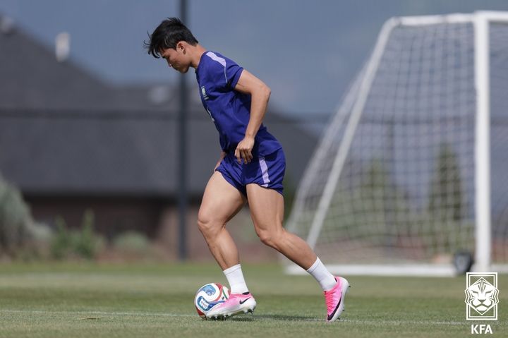 [서울=뉴시스]축구대표팀 공격수 오현규. (사진=대한축구협회 제공)