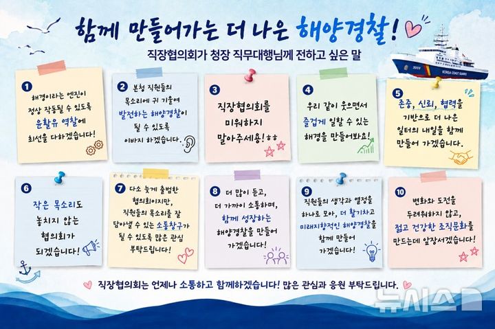 해양경찰청, 직장협의회 출범…"권익 보호, 근무 여건 개선"