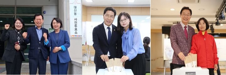  [안동=뉴시스] 29일 김상동·이용기·임종식 경북교육감 후보(왼쪽부터 가나다순)가 사전투표를 하고 있다. (사진=각 후보측 제공) 2026.05.29 photo@newsis.com *재판매 및 DB 금지