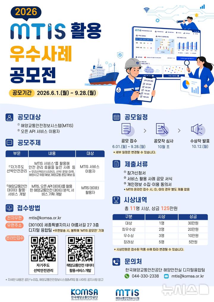 [서울=뉴시스] 2026년 해양교통안전정보시스템(MTIS) 활용 우수사례 공모전 포스터.
