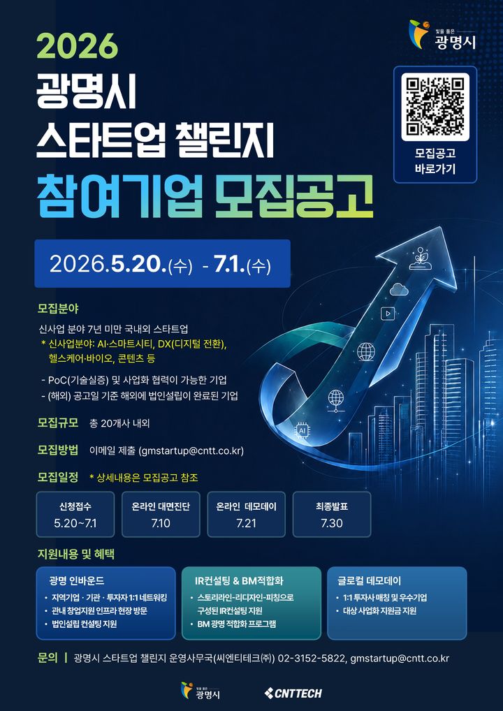 [광명=뉴시스] '2026 글로컬 스타트업 챌린지' 참여기업 모집 디지털 홍보자료. (사진=광명시 제공) 2026.06.02. photo@newsis.com *재판매 및 DB 금지