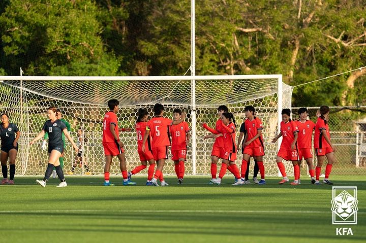 [서울=뉴시스] 괌전에 출전한 한국 여자 축구 대표팀. (사진=대한축구협회 제공) 2026.06.03. photo@newsis.com *재판매 및 DB 금지