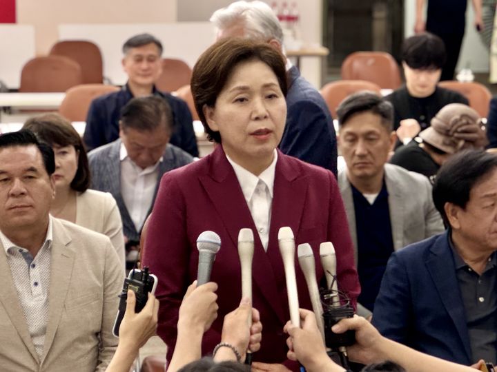 [수원=뉴시스] 이병희 기자 = 양향자 국민의힘 후보가 3일 경기도당 선거사무소에서 승복 메시지를 내고 있다. 2026.06.03. photo@newsis.com *재판매 및 DB 금지