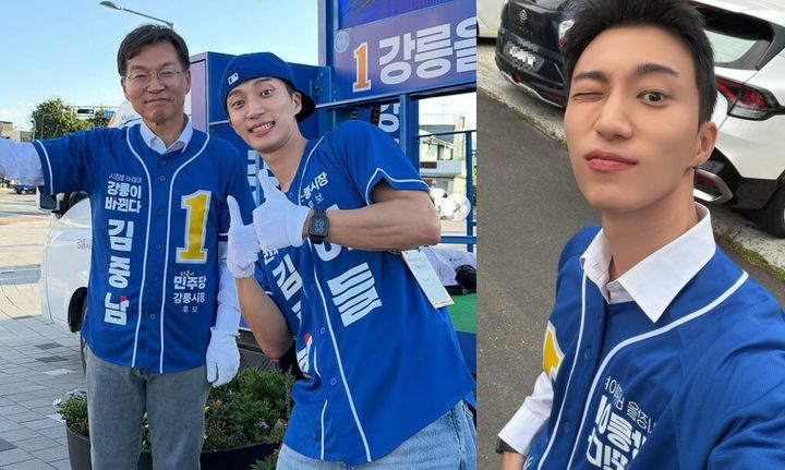 [서울=뉴시스]가수 프롬트웬티(김래환)와 그의 부친인 김중남 강릉시장 당선자(사진=SNS 캡처) 2026.06.04. photo@newsis.com *재판매 및 DB 금지