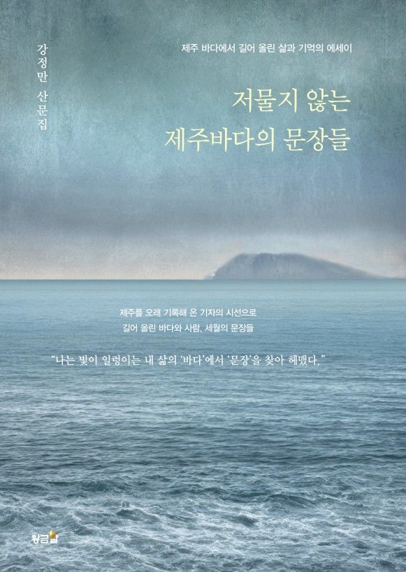 [제주=뉴시스] 강정만 작가 산문집 '저물지 않는 제주바다의 문장들' 표지. (사진=황금알 제공) 2026.06.04. photo@newsis.com *재판매 및 DB 금지