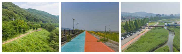 [보령=뉴시스] 왼쪽부터 이봉주 마라톤 코스와 남포방조제, 대천천 모습. (사진=보령시청 제공) 2026.06.05. photo@newsis.com *재판매 및 DB 금지