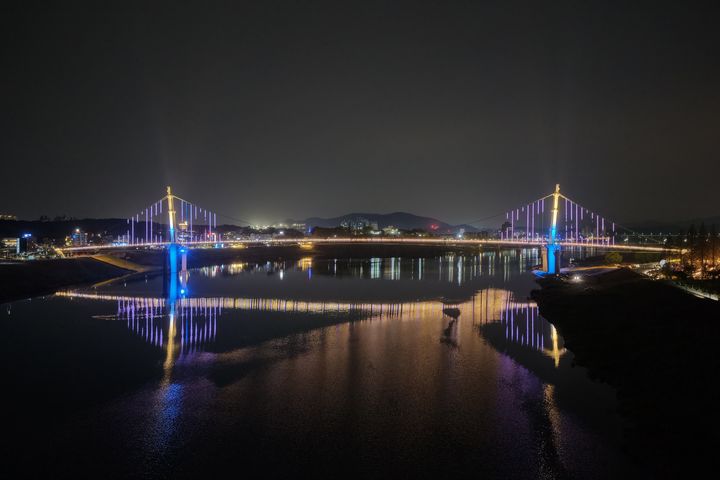 [여주=뉴시스] 여주남한강출렁다리의 야간 경관(사진=여주셰종문화관광재단 제공)2026.06.05.photo@newsis.com *재판매 및 DB 금지