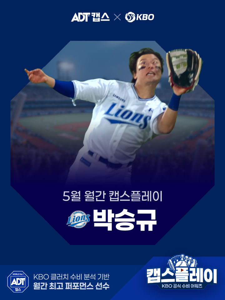 [서울=뉴시스] 5월 월간 캡스플레이 수상자로 선정된 삼성 라이온즈 박승규. (사진 = KBO 제공) 2026.06.05. *재판매 및 DB 금지