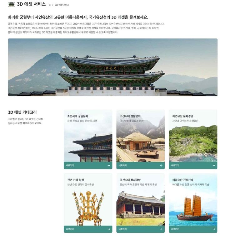 [서울=뉴시스] 국가유산 디지털 서비스 내 3D 에셋 제공 모습 (사진=국가유산청 제공) 2026.06.08. photo@newsis.com *재판매 및 DB 금지