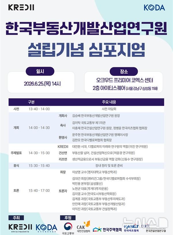 [서울=뉴시스] 한국부동산개발산업연구원(KREDII) 창립 기념 심포지엄 포스터. 