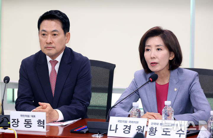 [서울=뉴시스] 조성봉 기자 = 나경원 국민의힘 의원이 8일 오후 서울 여의도 국회 의원회관 간담회의실에서 열린 '국민은 재선거, 특검을 촉구한다 선거법 개정, 무능 부패 선관위 해체를 위한 법적과제' 토론회에서 발언을 하고 있다. 2026.06.08. suncho21@newsis.com