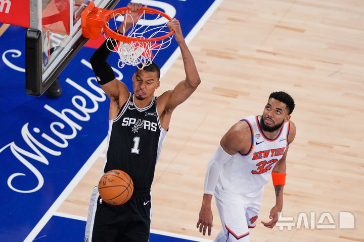 [뉴욕=AP/뉴시스] 미국프로농구(NBA) 샌안토니오 스퍼스의 빅토르 웸반야마. 2026.06.08.