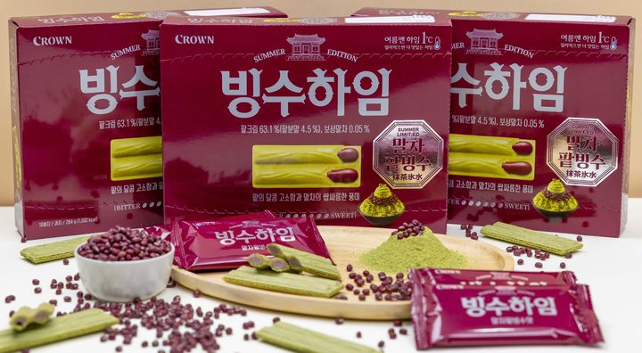[서울=뉴시스] 크라운제과, 하임으로 즐기는 시원한 말차팥빙수(사진=크라운제과 제공) *재판매 및 DB 금지