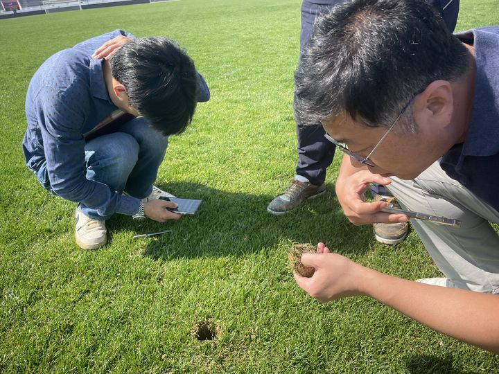 [서울=뉴시스] 하이브리드 잔디 컨설팅. (사진=한국프로축구연맹 제공) photo@newsis.com *재판매 및 DB 금지
