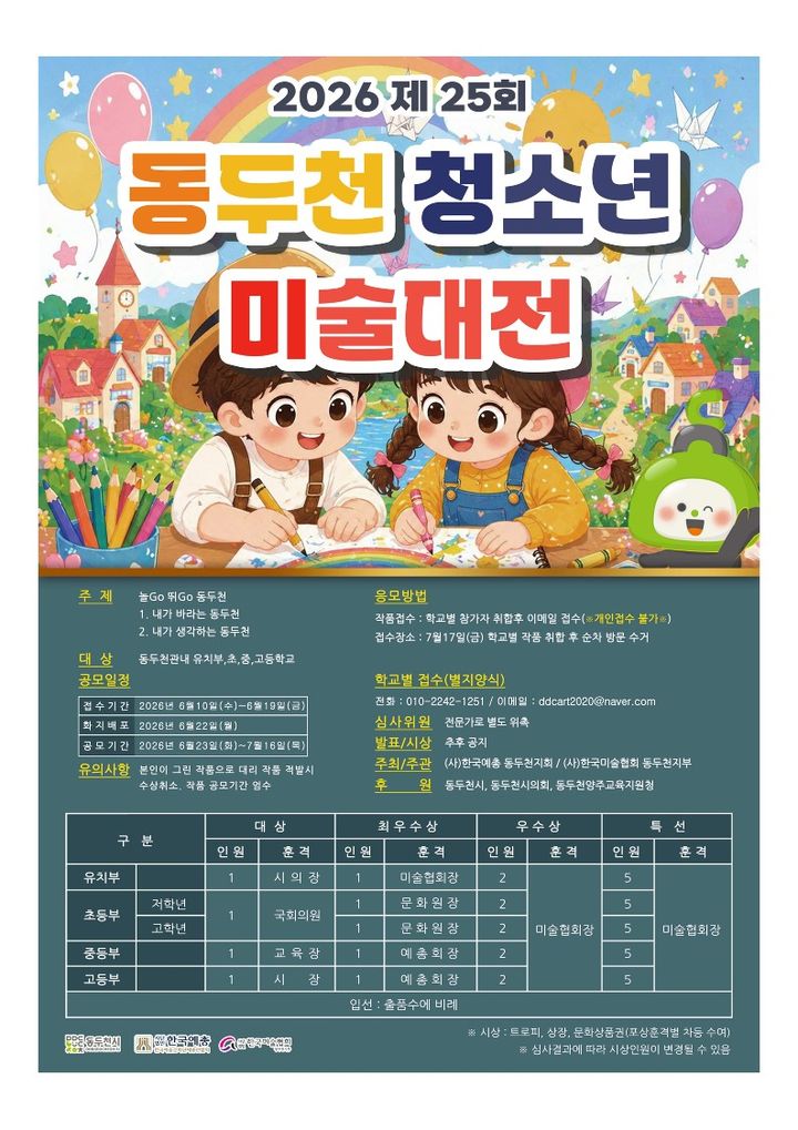 '제25회 동두천시 청소년 미술대전' 개최 등[동두천소식]