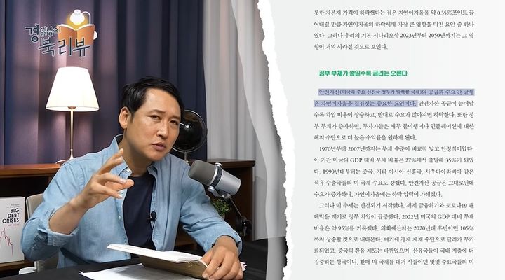 [서울=뉴시스] 정부 부채 증가와 지정학적 갈등이 맞물리면서 향후 국채 금리 급등, 이른바 '국채 발작' 현상이 반복될 수 있다는 분석이 제기됐다. (사진=유튜브 '경제 읽어주는 남자(김광석TV)' 캡처) *재판매 및 DB 금지