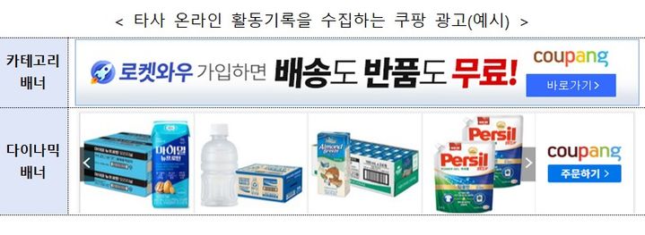 [서울=뉴시스] 타사 온라인 활동기록을 수집하는 쿠팡 광고 예시. 2026.06.10. (사진=개인정보보호위원회 제공) *재판매 및 DB 금지