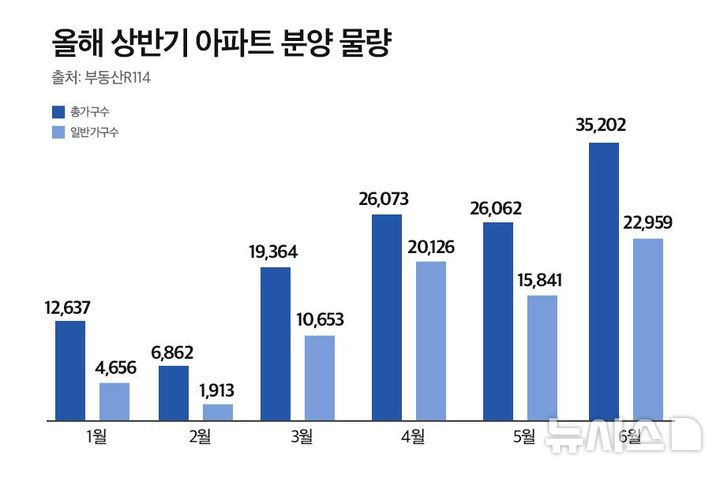 [서울=뉴시스] 올해 상반기 아파트 분양 물량. 