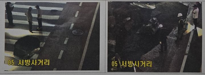 [광주=뉴시스] 12일 오전 3시께 광주 북구 서방사거리에서 땅꺼짐 현상(싱크홀)이 발생해 당국이 조치 중이다. (사진 = 독자 제공) 2026.06.12. photo@newsis.com *재판매 및 DB 금지