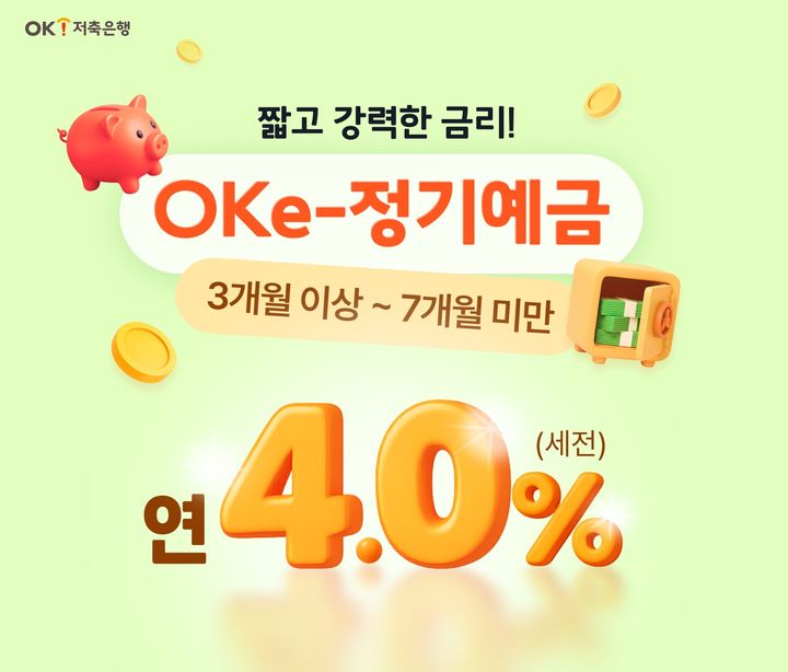 OK저축은행, 정기예금 금리 인상…최고 4.0%