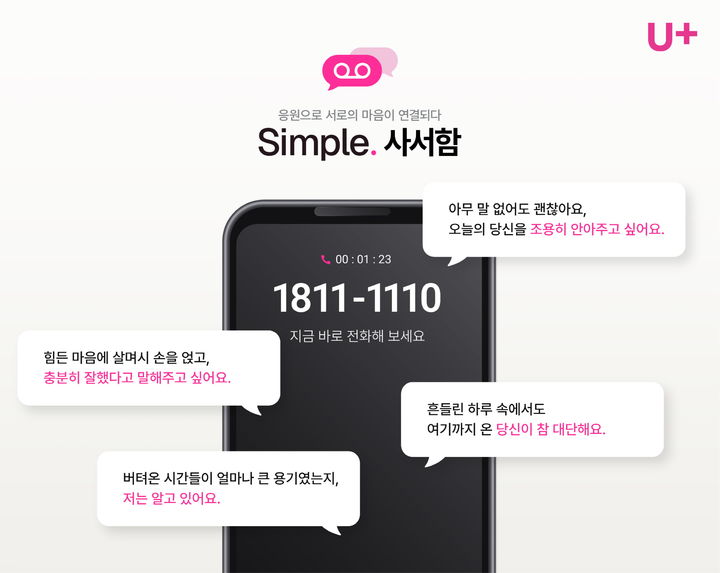 [서울=뉴시스]LG유플러스가 음성 메시지를 기반으로 고객 간 응원을 연결하는 참여형 캠페인 ‘심플 사서함(Simple. 사서함)’을 운영하고 있다. (사진=LGU+ 제공) *재판매 및 DB 금지
