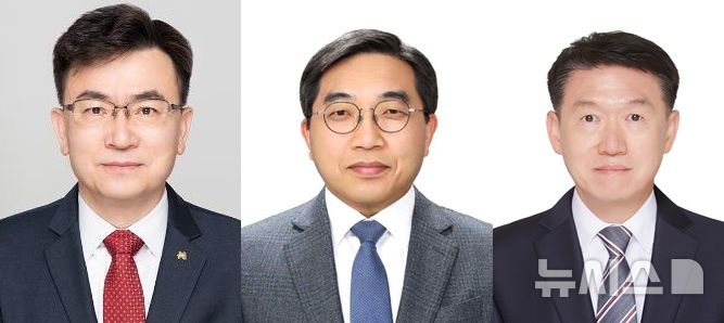 [세종=뉴시스]왼쪽부터 박성길 산단AI·에너지본부장, 박진만 입지개발본부장, 공성호 기업성장본부장의 모습.(사진=산단공 제공)