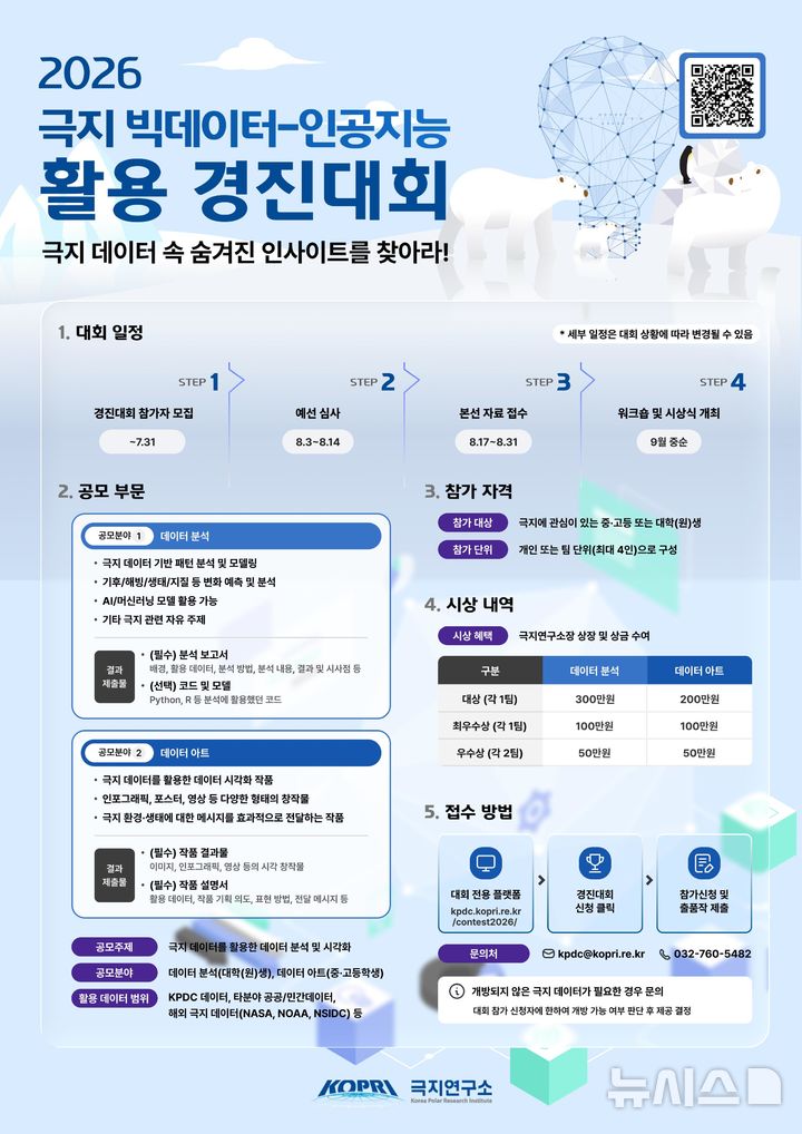 [서울=뉴시스] 2026 극지 빅데이터-인공지능 활용 경진대회 포스터.